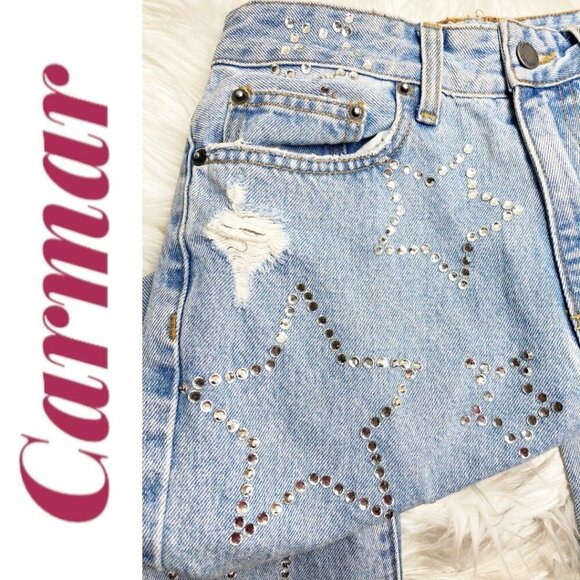 CARMAR Hermia Peyton Rhinestone Star Jeans High Rise Light Wash, Size 26 - Picture 7 of 11